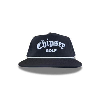 003. WATER REPELLENT 5-PANEL LOGO | Black (White Rope)